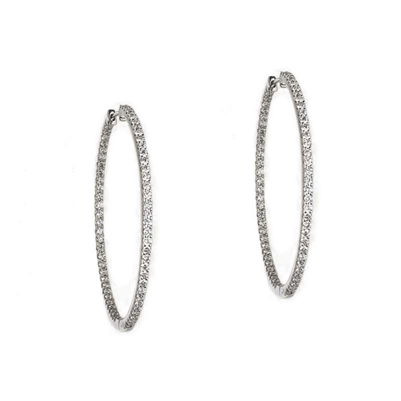 18k White Gold Diamond Hoop Earrings 2.60ct F/VS1 | Rich Diamonds